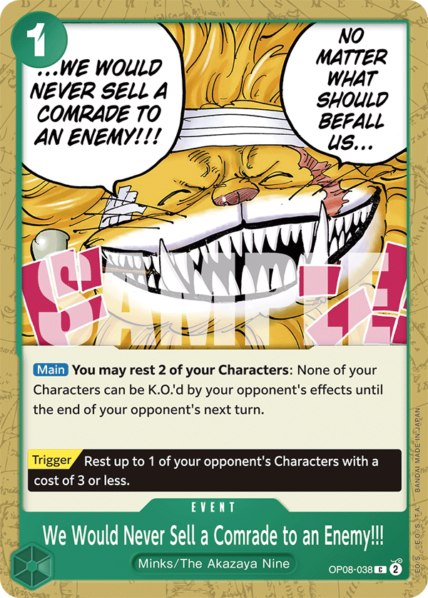 We Would Never Sell a Comrade to an Enemy!!! [Pre-Release] OP08-038